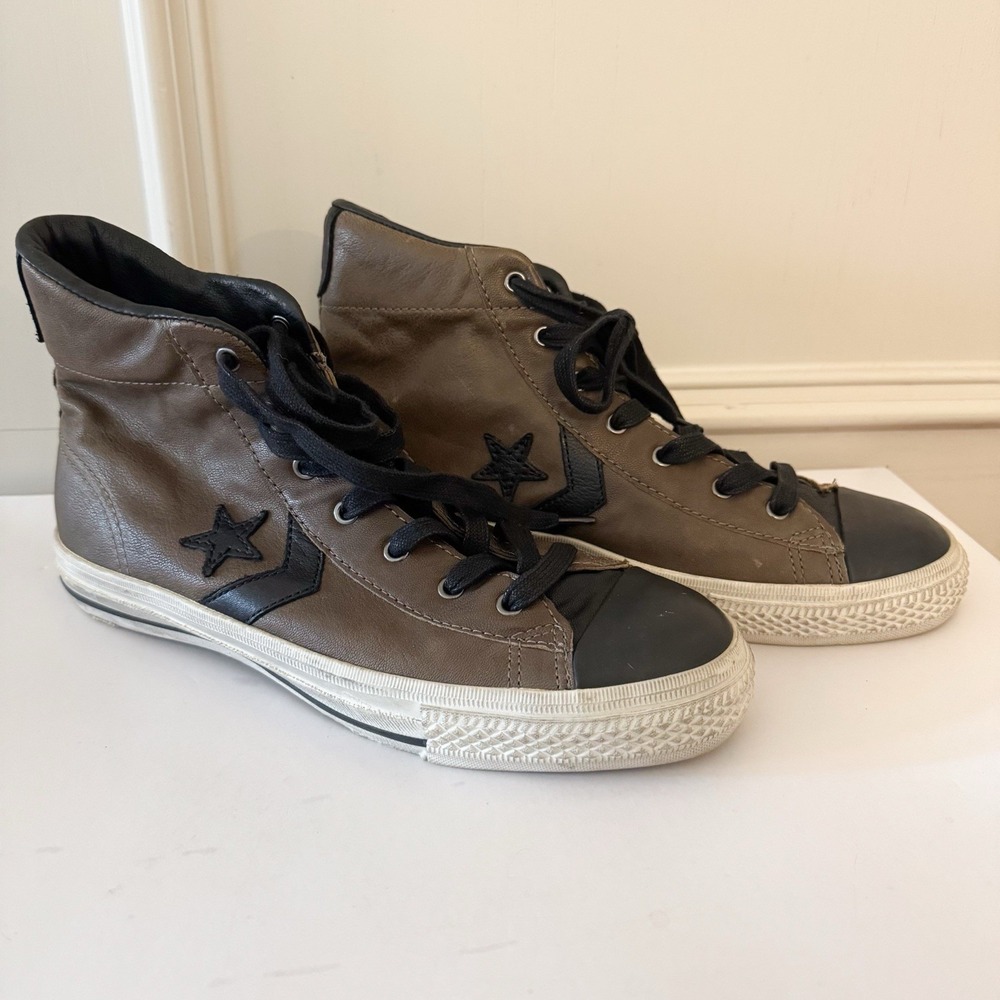 Rare Converse x‎ John Varvatos Pro Leather Hi Brown Black Chuck Taylor READ